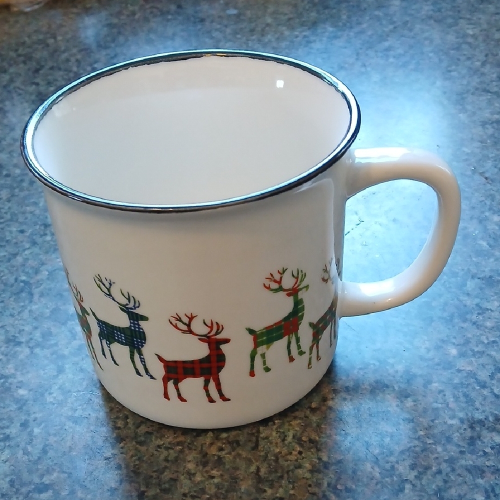 Holiday Reindeer Mug - White with Colorful Design
